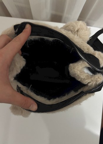 Kürklü Bej Kadın Deri Çanta - Görsel 4