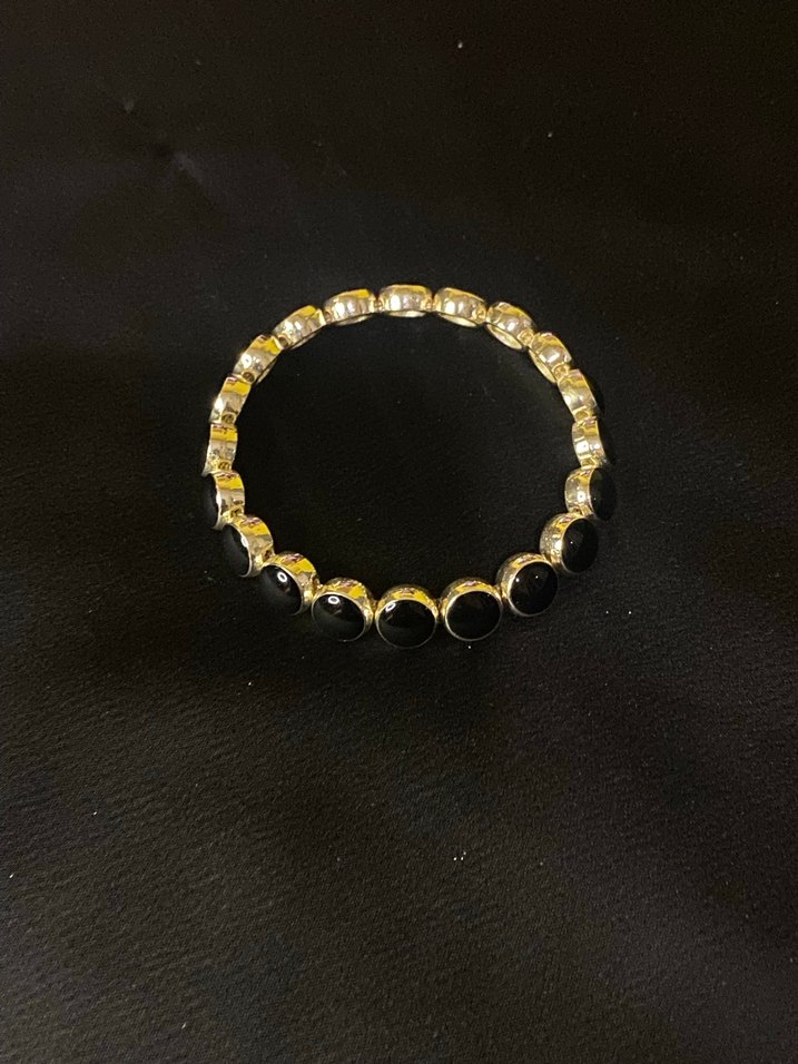 Zincir Detaylı Siyah Minimalist Bileklik - Görsel 2