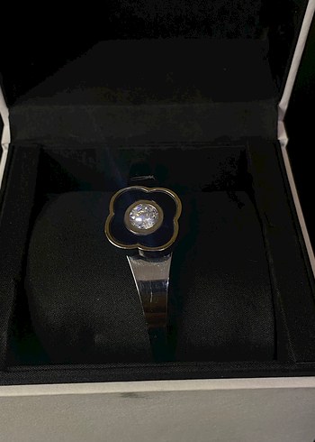 Siyah Çiçek Desenli Tokalı Kadın Bileklik - Görsel 2