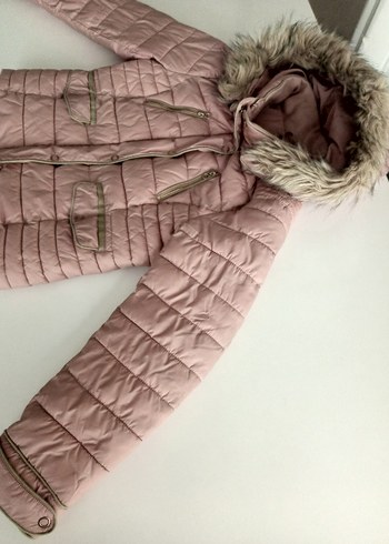 Kadın Pembe Kürklü Kışlık Mont - Görsel 3