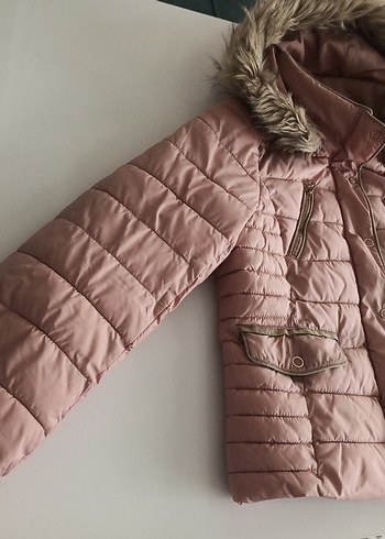 Kadın Pembe Kürklü Kışlık Mont - Görsel 2