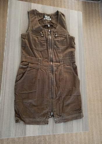 Kızlar için Fermuarlı Kahverengi elbise - Görsel 2