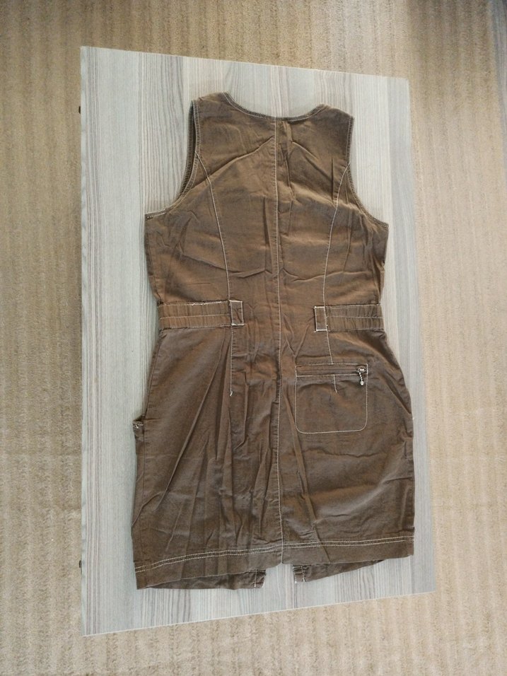 Kızlar için Fermuarlı Kahverengi elbise - Görsel 4