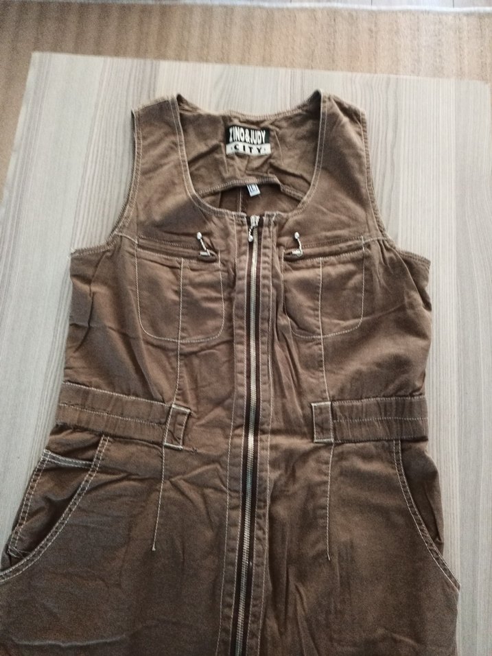 Kızlar için Fermuarlı Kahverengi elbise - Görsel 3