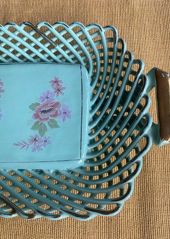 Antika, Pastel Turkuaz Örgü Sepet - Görsel 2