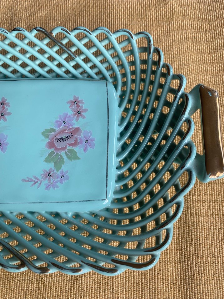 Antika, Pastel Turkuaz Örgü Sepet - Görsel 2