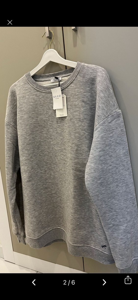 Oxxo Kadın Gri Bisiklet Yaka Baskılı Sweatshirt - Görsel 3