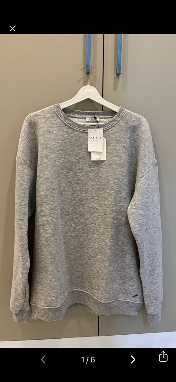 Oxxo Kadın Gri Bisiklet Yaka Baskılı Sweatshirt - Görsel 2