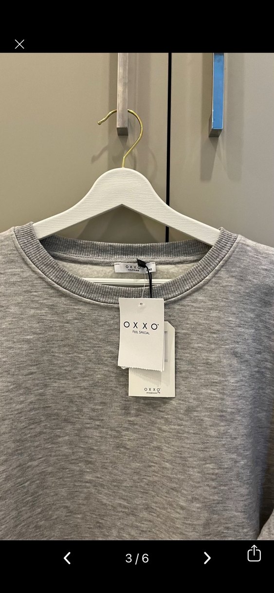 Oxxo Kadın Gri Bisiklet Yaka Baskılı Sweatshirt - Görsel 4