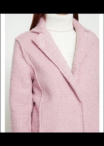 Pembe Peluş Kısa Kadın Kaban - Görsel 2