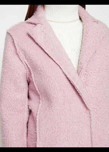 Pembe Peluş Kısa Kadın Kaban - Görsel 3