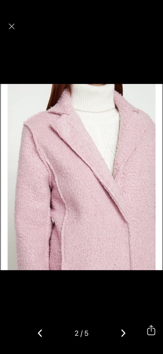 Pembe Peluş Kısa Kadın Kaban - Görsel 2