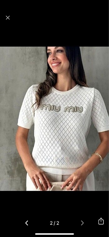 Miu Miu Miu miu inci detaylı üst