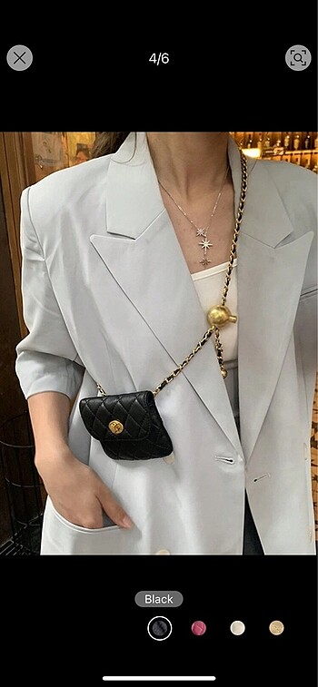 Beden siyah Renk Chanel görünümlü bel çantası