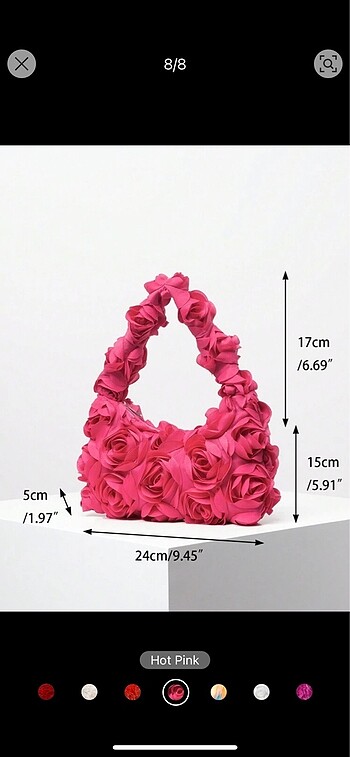 Pembe üç boyutlu çiçekli çanta - Görsel 5