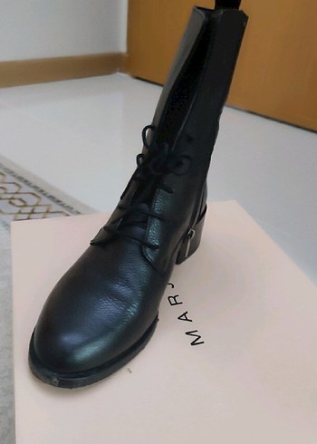 Deri Siyah Bağcıklı Gotik Kadın Bot - Görsel 3