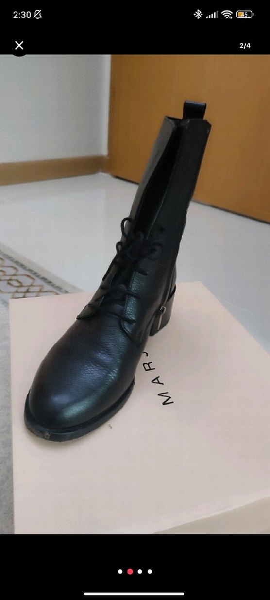 Deri Siyah Bağcıklı Gotik Kadın Bot - Görsel 3