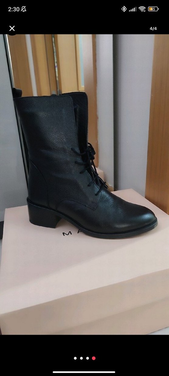 Deri Siyah Bağcıklı Gotik Kadın Bot - Görsel 2