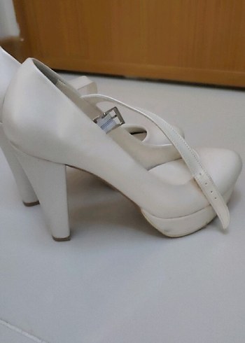 Beyaz Platform Topuklu Kadın Abiye Ayakkabı - Görsel 2