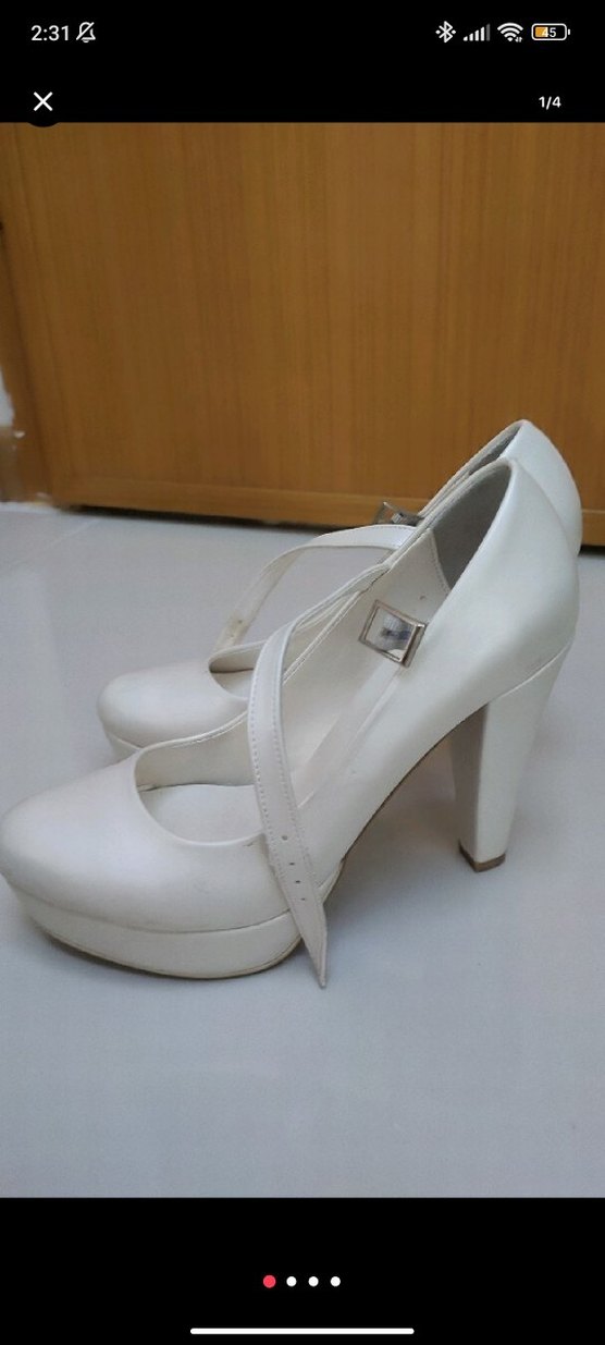 Beyaz Platform Topuklu Kadın Abiye Ayakkabı - Görsel 3