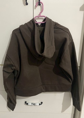 Kahverengi Kapüşonlu Kanguru Cep Kadın Sweatshirt - Görsel 3