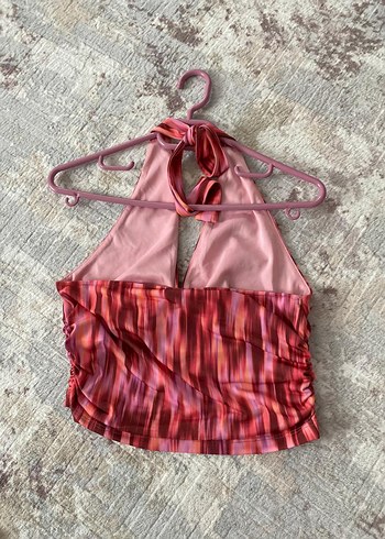 Pembe Bağlamalı V Yakalı Bohem Bluz - Görsel 2