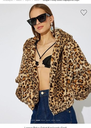 Kapüşonlu Leopar Desenli Suni Kürk Ceket - Görsel 4