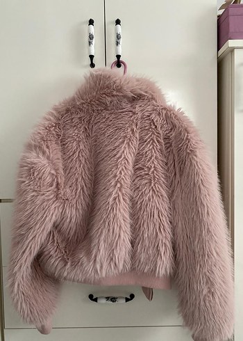 Pembe Kadın Peluş Detaylı Mont - Görsel 4