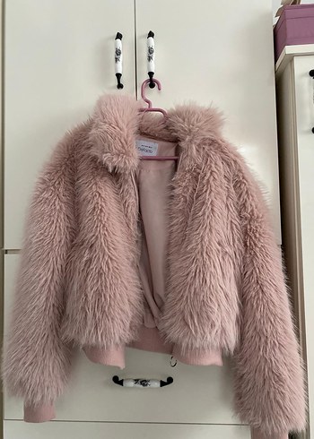 Pembe Kadın Peluş Detaylı Mont - Görsel 2