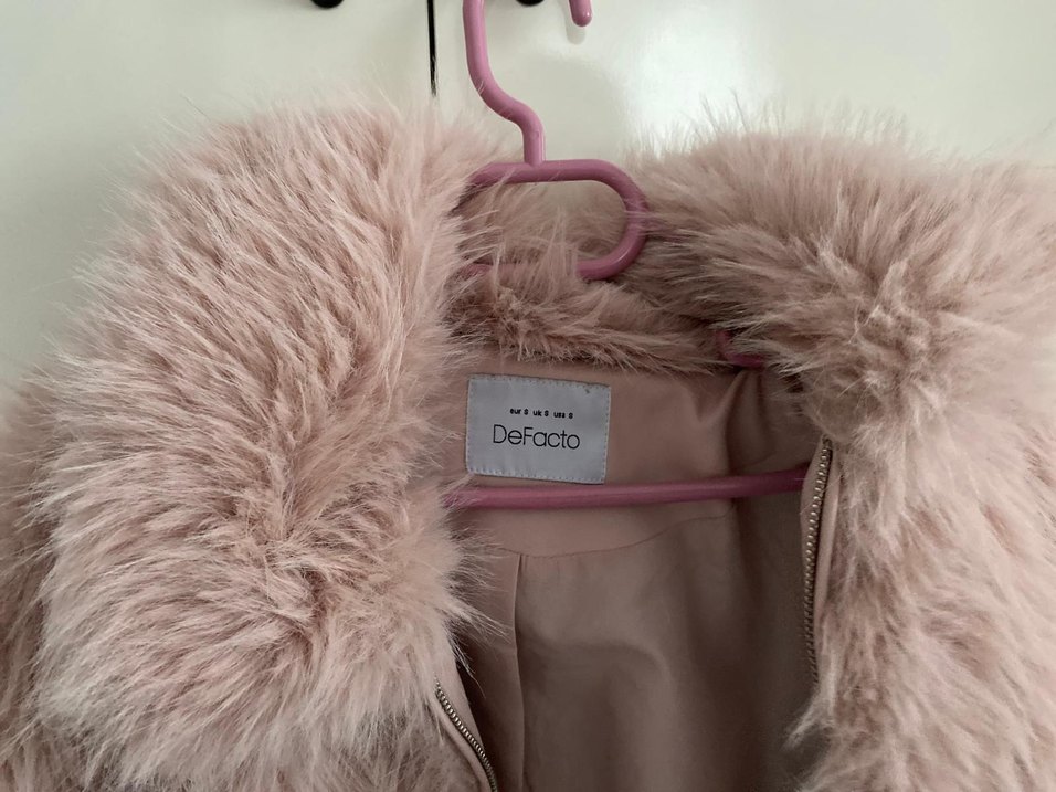 Pembe Kadın Peluş Detaylı Mont - Görsel 3