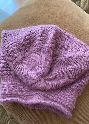 Pembe Örgü Kadın Bere - Görsel 3