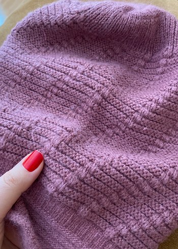 Pembe Örgü Kadın Bere - Görsel 2