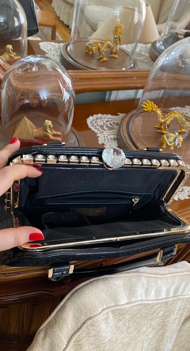 Siyah Yılan Derisi Desenli Kadın Deri Çanta - Görsel 3