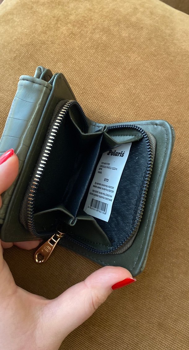 Yeşil Deri Kadın Cüzdanı Kroko Desenli - Görsel 4