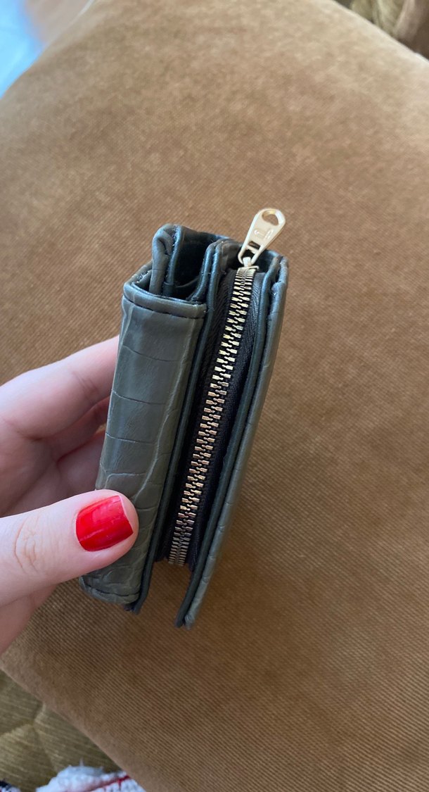 Yeşil Deri Kadın Cüzdanı Kroko Desenli - Görsel 3