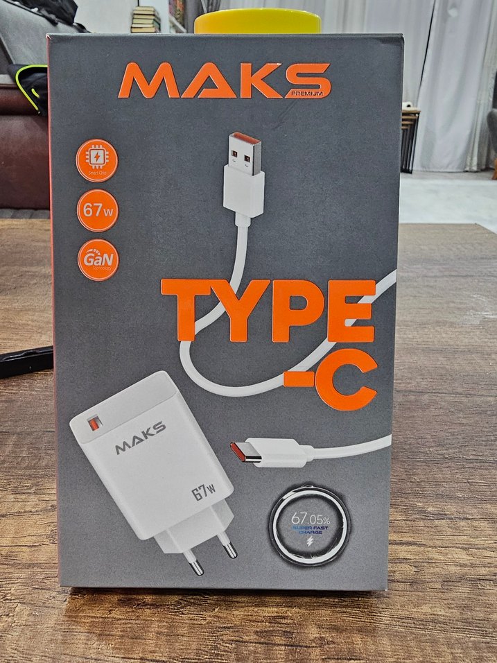 MAKS Premium 67W Type-C Hızlı Şarj Adaptörü + Kablo - Görsel 2