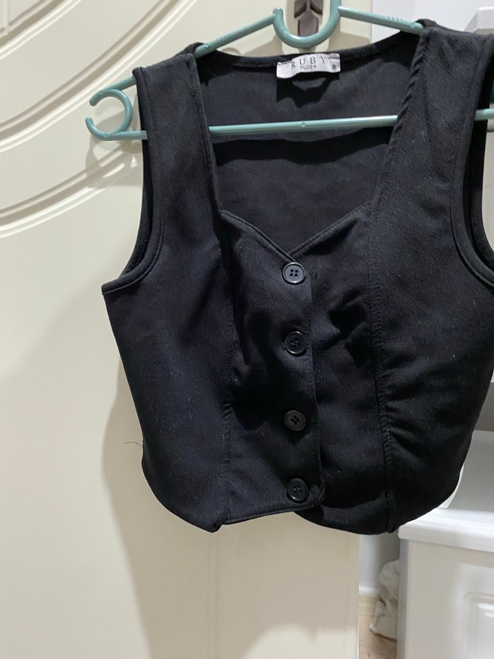 Düğmeli Siyah Kadın Yelek - Görsel 2