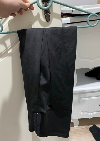 Düğmeli Siyah Midi Kadın Tayt zayıflatıcı terletici - Görsel 2