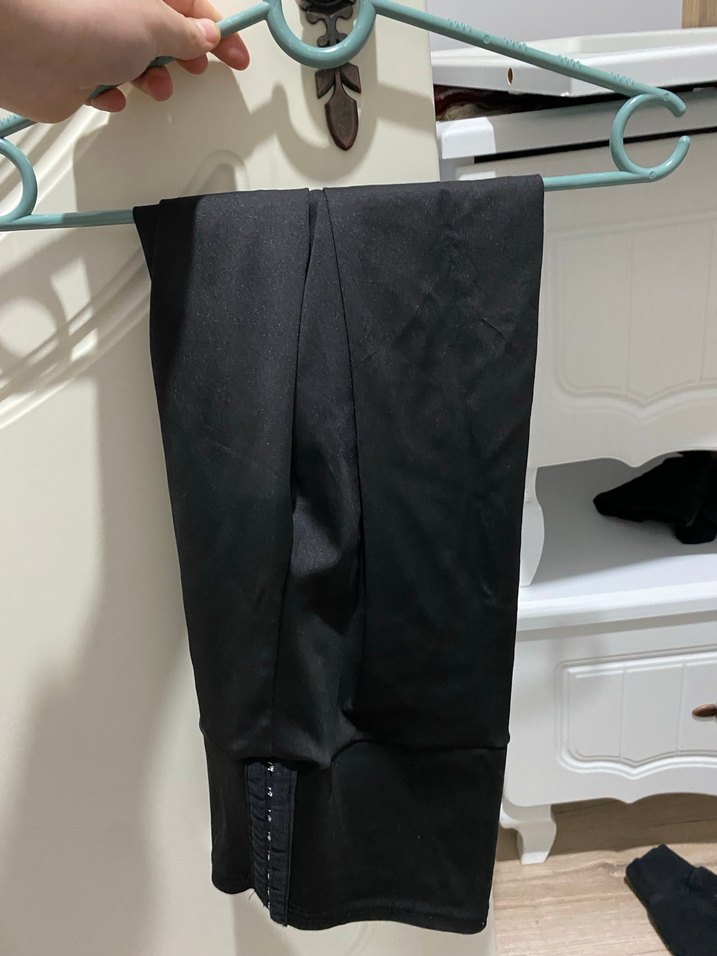 Düğmeli Siyah Midi Kadın Tayt zayıflatıcı terletici - Görsel 2