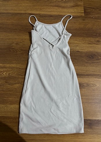 Bershka Krem Rengi Mini Elbise - Görsel 2