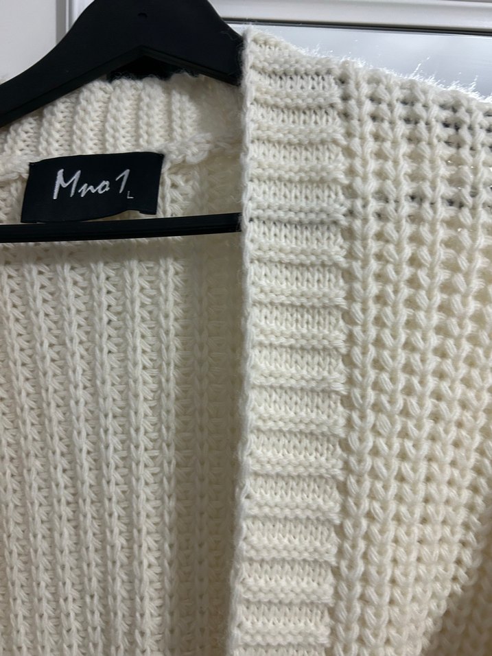 Kadın Beyaz Örgü Salaş Hırka - Görsel 2