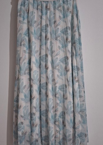 Bohem Gri-Mavi Piliseli Uzun Etek - Görsel 2