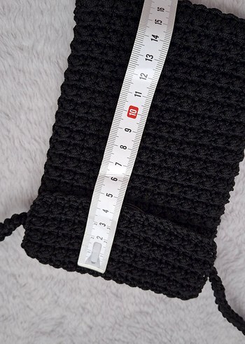 Siyah Örgü Kadın Çapraz Telefon Çantası - Görsel 4