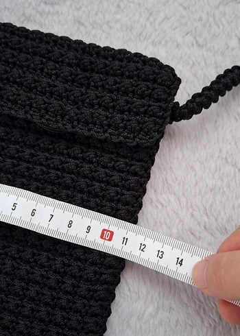 Siyah Örgü Kadın Çapraz Telefon Çantası - Görsel 3