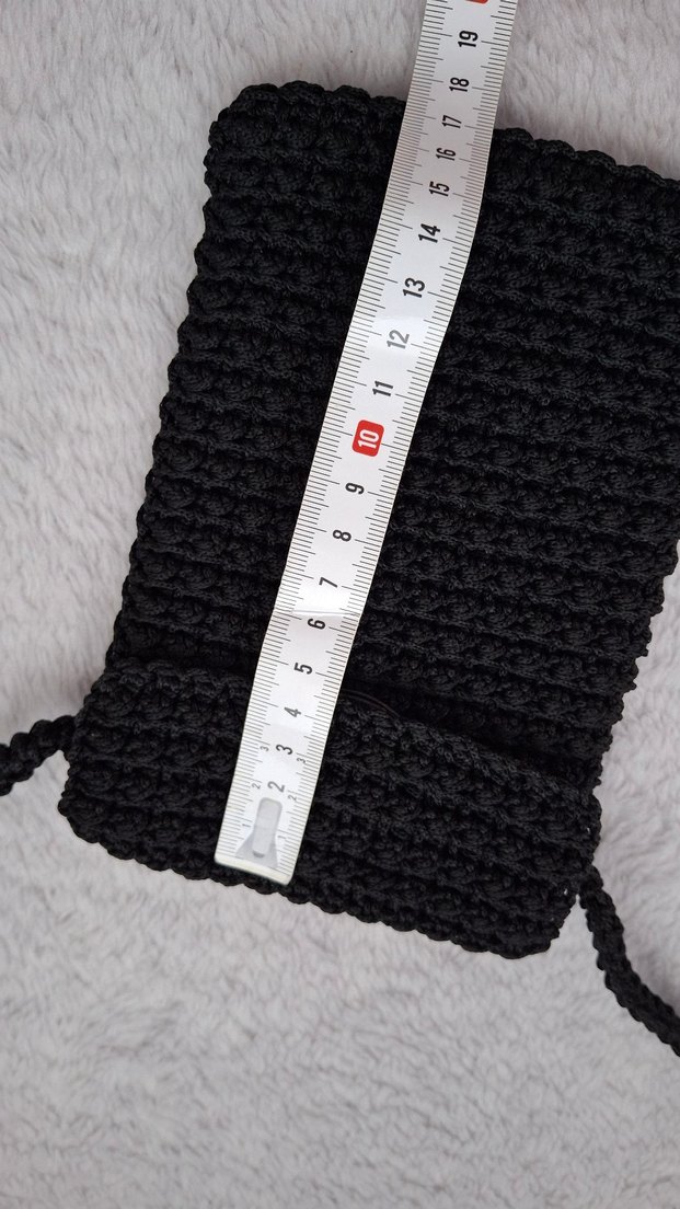 Siyah Örgü Kadın Çapraz Telefon Çantası - Görsel 4