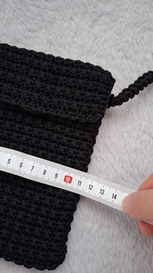 Siyah Örgü Kadın Çapraz Telefon Çantası - Görsel 3