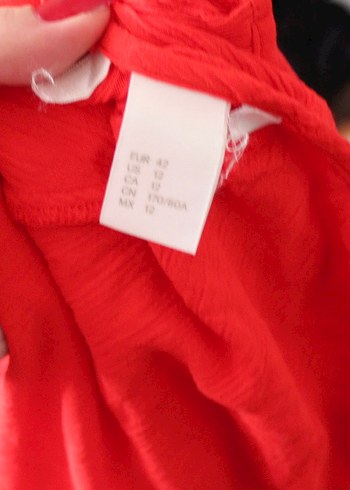 H&M Kırmızı V Yakalı Kadın Keten Tulum