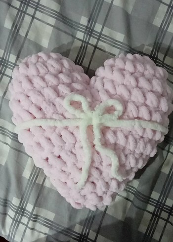 Pembe Nakışlı Örgü Çocuk Yastığı - Görsel 4