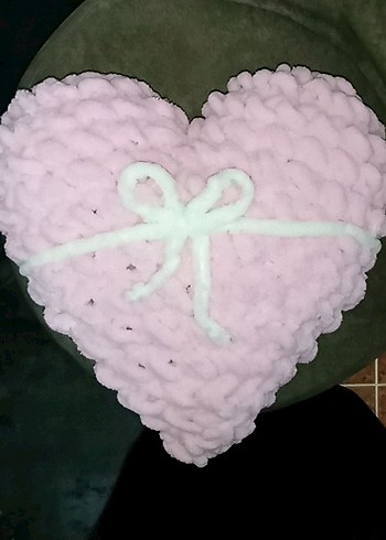 Pembe Nakışlı Örgü Çocuk Yastığı - Görsel 3