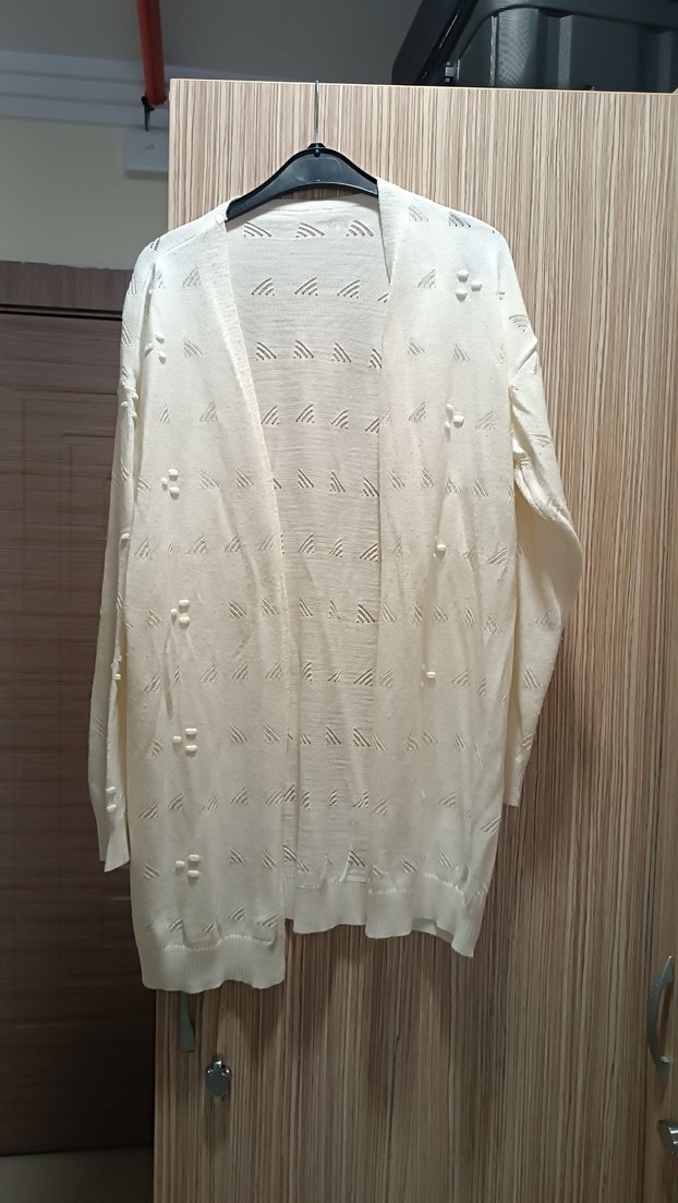 Beyaz Örgü Kadın Hırka Midi Boy - Görsel 2